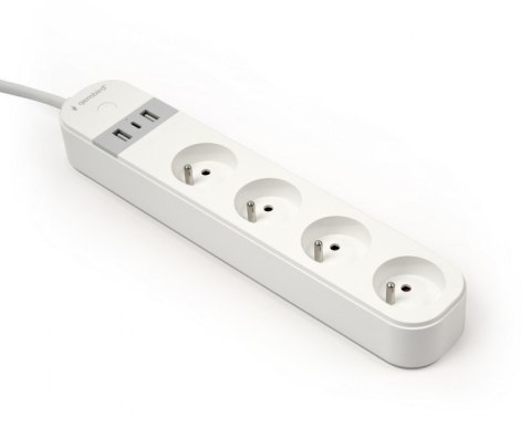 GEMBIRD INTELIGENTNA LISTWA ZASILAJĄCA Z ŁADOWARKĄ USB 4 GNIAZDA PL, BIAŁA GEMBIRD INTELIGENTNA LISTWA ZASILAJĄCA Z ŁADOWARKĄ USB 4 GNIAZDA PL, BIAŁA