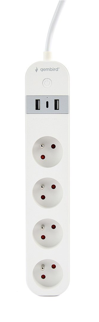 GEMBIRD INTELIGENTNA LISTWA ZASILAJĄCA Z ŁADOWARKĄ USB 4 GNIAZDA PL, BIAŁA GEMBIRD INTELIGENTNA LISTWA ZASILAJĄCA Z ŁADOWARKĄ USB 4 GNIAZDA PL, BIAŁA