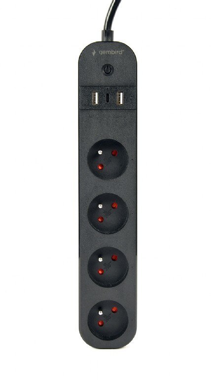 GEMBIRD INTELIGENTNA LISTWA ZASILAJĄCA Z ŁADOWARKĄ USB 4 GNIAZDA PL, CZARNA GEMBIRD INTELIGENTNA LISTWA ZASILAJĄCA Z ŁADOWARKĄ USB 4 GNIAZDA PL, CZARNA