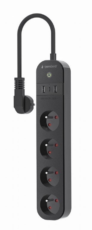 GEMBIRD INTELIGENTNA LISTWA ZASILAJĄCA Z ŁADOWARKĄ USB 4 GNIAZDA PL, CZARNA GEMBIRD INTELIGENTNA LISTWA ZASILAJĄCA Z ŁADOWARKĄ USB 4 GNIAZDA PL, CZARNA