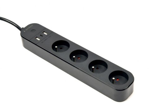 GEMBIRD INTELIGENTNA LISTWA ZASILAJĄCA Z ŁADOWARKĄ USB 4 GNIAZDA PL, CZARNA GEMBIRD INTELIGENTNA LISTWA ZASILAJĄCA Z ŁADOWARKĄ USB 4 GNIAZDA PL, CZARNA