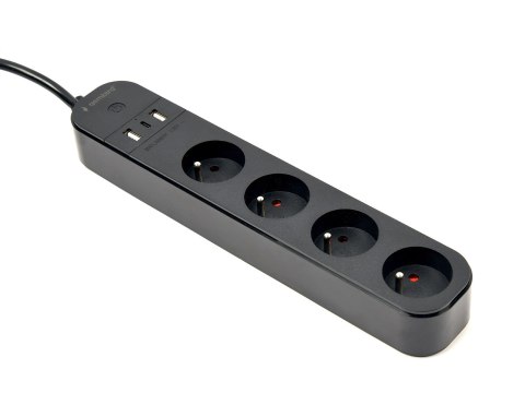 GEMBIRD INTELIGENTNA LISTWA ZASILAJĄCA Z ŁADOWARKĄ USB 4 GNIAZDA PL, CZARNA GEMBIRD INTELIGENTNA LISTWA ZASILAJĄCA Z ŁADOWARKĄ USB 4 GNIAZDA PL, CZARNA