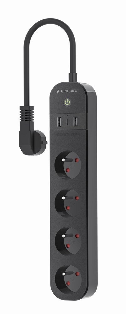 GEMBIRD INTELIGENTNA LISTWA ZASILAJĄCA Z ŁADOWARKĄ USB 4 GNIAZDA PL, CZARNA GEMBIRD INTELIGENTNA LISTWA ZASILAJĄCA Z ŁADOWARKĄ USB 4 GNIAZDA PL, CZARNA