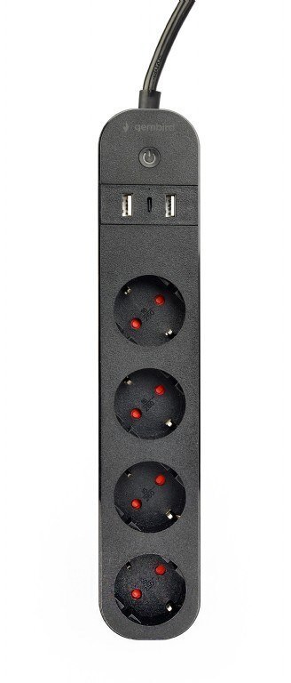 GEMBIRD INTELIGENTNA LISTWA ZASILAJĄCA Z ŁADOWARKĄ USB 4XSCHUKO, CZARNA GEMBIRD INTELIGENTNA LISTWA ZASILAJĄCA Z ŁADOWARKĄ USB 4XSCHUKO, CZARNA