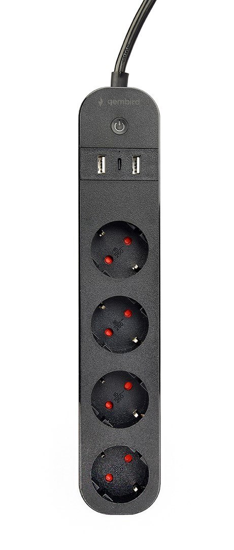 GEMBIRD INTELIGENTNA LISTWA ZASILAJĄCA Z ŁADOWARKĄ USB 4XSCHUKO, CZARNA GEMBIRD INTELIGENTNA LISTWA ZASILAJĄCA Z ŁADOWARKĄ USB 4XSCHUKO, CZARNA