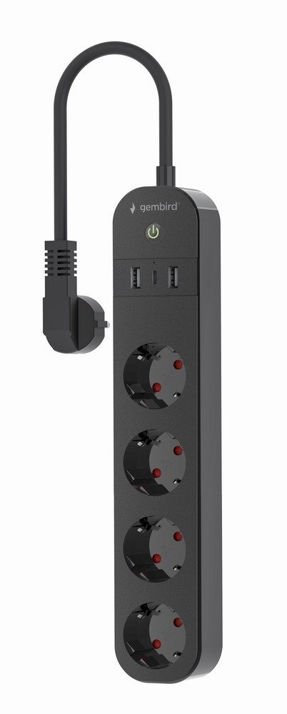 GEMBIRD INTELIGENTNA LISTWA ZASILAJĄCA Z ŁADOWARKĄ USB 4XSCHUKO, CZARNA GEMBIRD INTELIGENTNA LISTWA ZASILAJĄCA Z ŁADOWARKĄ USB 4XSCHUKO, CZARNA