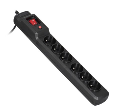 Listwa przeciwprzepięciowa Activejet COMBO 6gn/1,5m/cz (10A; 2300W) 1,5m; kolor czarny Listwa przeciwprzepięciowa Activejet COMBO 6gn/1,5m/cz (10A; 2300W) 1,5m; kolor czarny