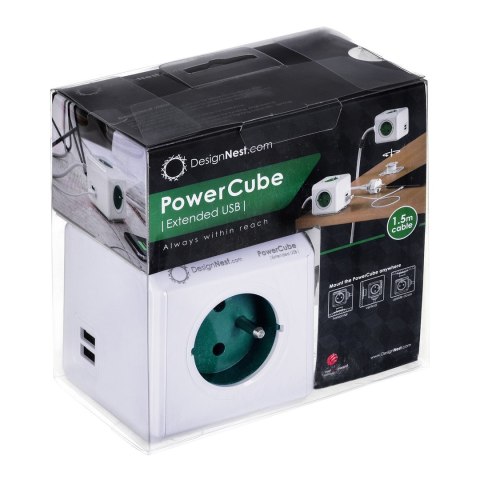 Przedłużacz allocacoc PowerCube Extended USB 2402GN/FREUPC (1,5m; kolor zielony) Przedłużacz allocacoc PowerCube Extended USB 2402GN/FREUPC (1,5m; kolor zielony)