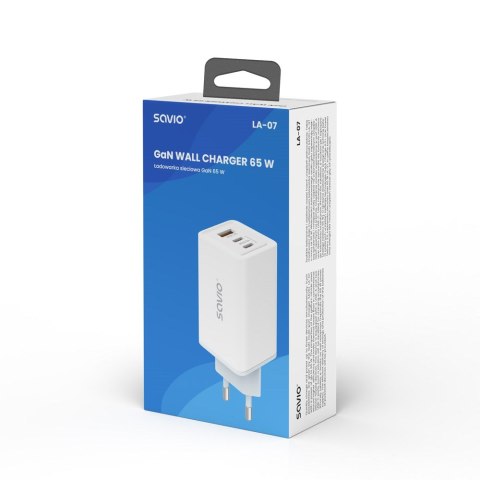 SAVIO ŁADOWARKA SIECIOWA GAN 65W BIAŁA LA-07 SAVIO ŁADOWARKA SIECIOWA GAN 65W BIAŁA LA-07
