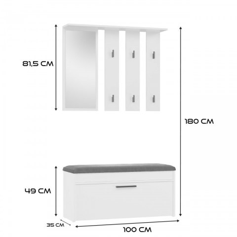 Garderoba PARMA 100x35xH180 biel Garderoba PARMA 100x35xH180 biel