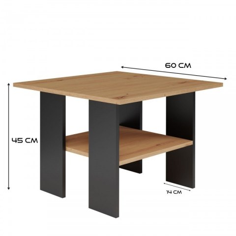 Stolik MODERNA 60x60xH45 dąb artisan/czarny Stolik MODERNA 60x60xH45 dąb artisan/czarny
