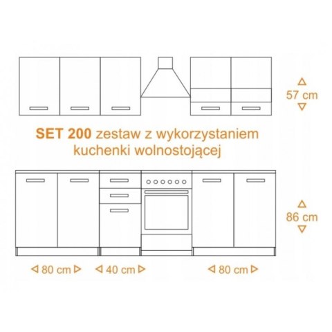 KUCHNIA SET 2M BIAŁY MAT, BLAT ARTISAN KUCHNIA SET 2M BIAŁY MAT, BLAT ARTISAN