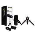 Shure MV7-K-BNDL - Mikrofon lektorski/wokalny ze złączem XLR/USB-C Czarny + statyw biurkowy