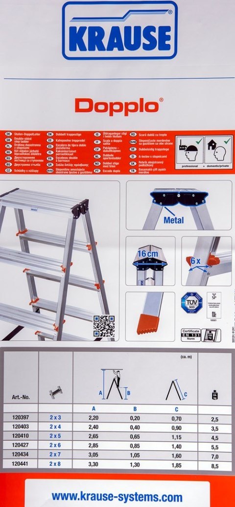 DOPPLO Drabinka dwustronna 2x7 KRAUSE DOPPLO Drabinka dwustronna 2x7 KRAUSE