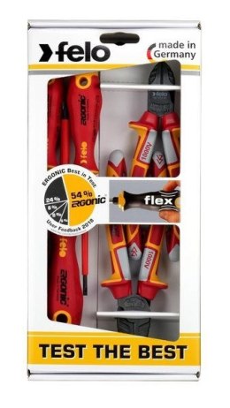 Zestaw 3 wkrętaków FELO - Ergonic VDE + obcinaczki oraz kombinerki VDE
