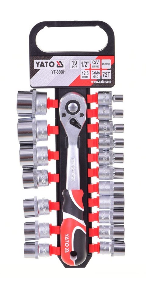 Zestaw kluczy 1/2" 19 elem. YT-38681 YATO Zestaw kluczy 1/2" 19 elem. YT-38681 YATO