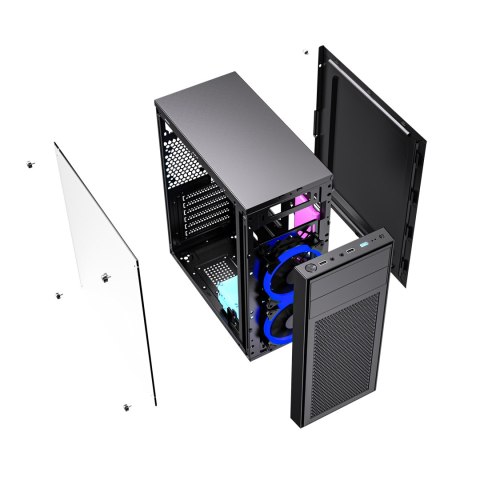 GEMBIRD OBUDOWA FORNAX M100B MIDI-TOWER (2X USB 2.0, 1X USB 3.0, HD AUDIO) , NIEBIESKIE PODŚWIETLENIE,CZARNA GEMBIRD OBUDOWA FORNAX M100B MIDI-TOWER (2X USB 2.0, 1X USB 3.0, HD AUDIO) , NIEBIESKIE PODŚWIETLENIE,CZARNA