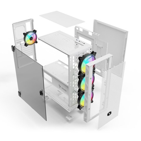 SAVIO OBUDOWA PC ARGB MESH/GLASS RAPTOR WHITE X1 SAVIO OBUDOWA PC ARGB MESH/GLASS RAPTOR WHITE X1