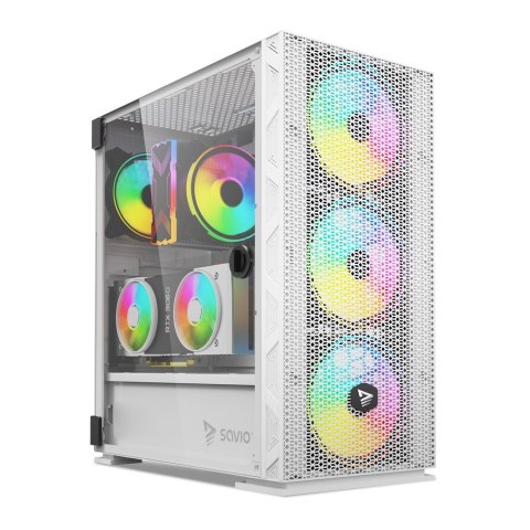 SAVIO OBUDOWA PC ARGB MESH/GLASS RAPTOR WHITE X1 SAVIO OBUDOWA PC ARGB MESH/GLASS RAPTOR WHITE X1