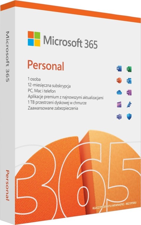 Microsoft 365 Personal PL (1 osoba.; 5 urządzeń ; 12 miesięcy; wersja fizyczna; komercyjna; Polska) (QQ2-01752) Microsoft 365 Personal PL (1 osoba.; 5 urządzeń ; 12 miesięcy; wersja fizyczna; komercyjna; Polska) (QQ2-01752)