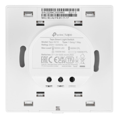 TP-Link Tapo S210 WYŁĄCZNIK światła Smart Wifi (jednobiegunowy, pojedynczy, biały) TP-Link Tapo S210 WYŁĄCZNIK światła Smart Wifi (jednobiegunowy, pojedynczy, biały)