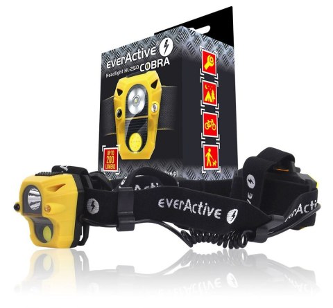 EVERACTIVE LATARKA CZOŁOWA DIODOWA 2X LED 200 LUMENÓW COBRA HL250 EVERACTIVE LATARKA CZOŁOWA DIODOWA 2X LED 200 LUMENÓW COBRA HL250