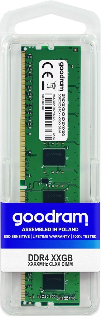 Pamięć GoodRam GR2400D464L17S/8G (DDR4 DIMM; 1 x 8 GB; 2400 MHz; CL17) Pamięć GoodRam GR2400D464L17S/8G (DDR4 DIMM; 1 x 8 GB; 2400 MHz; CL17)