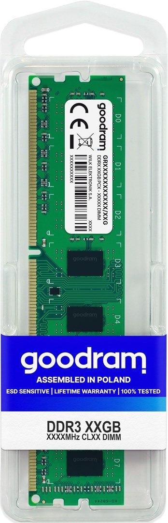 Pamięć GoodRam PC1333 GR1333D364L9S/4G (DDR3 DIMM; 1 x 4 GB; 1333 MHz; CL9) Pamięć GoodRam PC1333 GR1333D364L9S/4G (DDR3 DIMM; 1 x 4 GB; 1333 MHz; CL9)