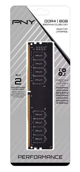 Pamięć PNY 8GB DDR4 3200MHz 25600 MD8GSD43200-SI Pamięć PNY 8GB DDR4 3200MHz 25600 MD8GSD43200-SI
