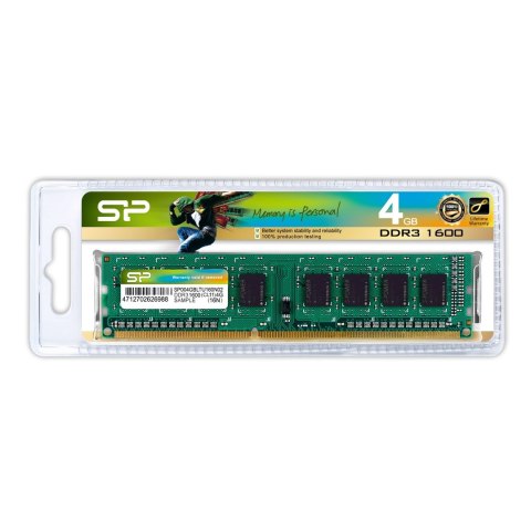 Pamięć RAM Silicon Power DDR3 4GB (1x4GB) 1600MHz CL11 1.5V Pamięć RAM Silicon Power DDR3 4GB (1x4GB) 1600MHz CL11 1.5V