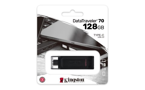 KINGSTON FLASH 128GB USB-C 3.2 Gen1 DataTraveler 70 KINGSTON FLASH 128GB USB-C 3.2 Gen1 DataTraveler 70