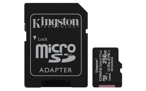 Karta pamięci z adapterem Kingston Canvas Select Plus SDCS2/256GB (256GB; Class 10, Class U1, V30; + adapter) Karta pamięci z adapterem Kingston Canvas Select Plus SDCS2/256GB (256GB; Class 10, Class U1, V30; + adapter)
