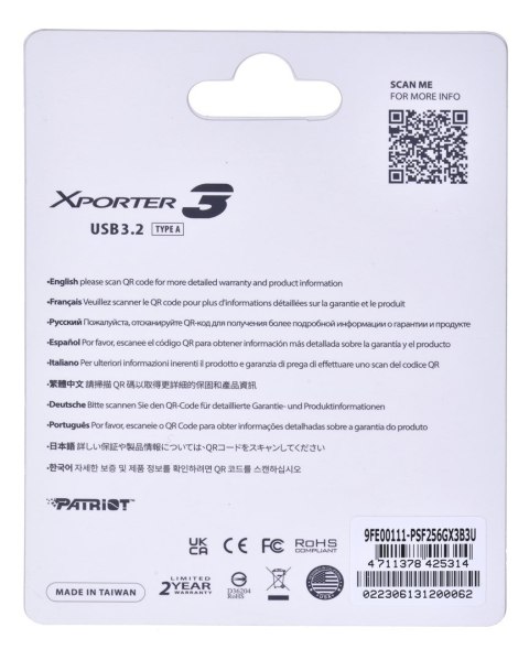 PARTIOT FLASHDRIVE Xporter 3 256GB Type A USB3.2 PARTIOT FLASHDRIVE Xporter 3 256GB Type A USB3.2