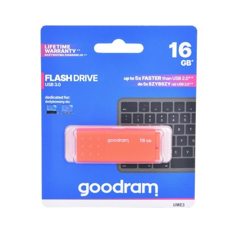 Pendrive GoodRam UME3 UME3-0160O0R11 (16GB; USB 3.0; kolor pomarańczowy) Pendrive GoodRam UME3 UME3-0160O0R11 (16GB; USB 3.0; kolor pomarańczowy)
