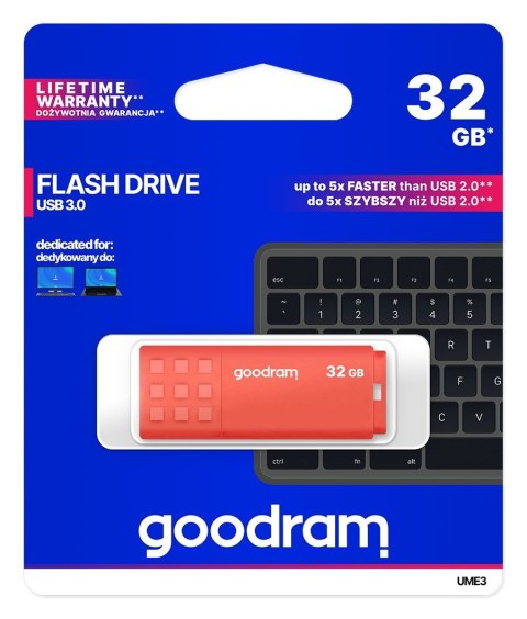 Pendrive GoodRam UME3 UME3-0320O0R11 (32GB; USB 3.0; kolor pomarańczowy) Pendrive GoodRam UME3 UME3-0320O0R11 (32GB; USB 3.0; kolor pomarańczowy)