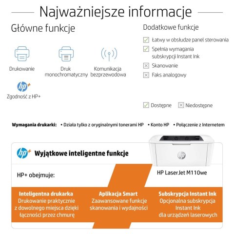 DRUKARKA HP LASER LASERJET M110we DRUKARKA HP LASER LASERJET M110we
