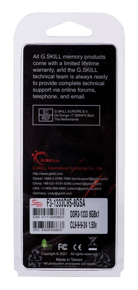 G.SKILL SO-DIMM DDR3 8GB 1333MHZ CL9 1,5V F3-1333C9S-8GSA G.SKILL SO-DIMM DDR3 8GB 1333MHZ CL9 1,5V F3-1333C9S-8GSA