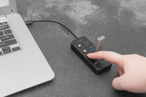 DIGITUS HUB USB 3.0/KONCENTRATOR 4-PORTOWY USB A + ADAPTER USB-C 5GBPS Z WYŁĄCZNIKAMI ALUMINIOWY PASYWNY DA-70247 DIGITUS HUB USB 3.0/KONCENTRATOR 4-PORTOWY USB A + ADAPTER USB-C 5GBPS Z WYŁĄCZNIKAMI ALUMINIOWY PASYWNY DA-70247