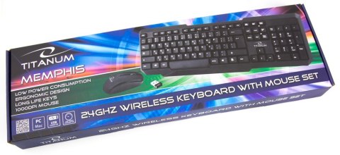 Zestaw klawiatura + mysz TITANUM MEMPHIS TK108 (USB; (US); kolor czarny; optyczna; 1000 DPI) Zestaw klawiatura + mysz TITANUM MEMPHIS TK108 (USB; (US); kolor czarny; optyczna; 1000 DPI)