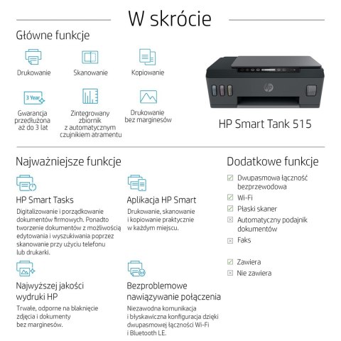 Urządzenie wielofunkcyjne HP Smart Tank 515 1TJ09A Urządzenie wielofunkcyjne HP Smart Tank 515 1TJ09A