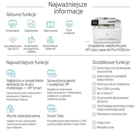 Urządzenie wielofunkcyjne HP Color LaserJet Pro MFP M282nw Urządzenie wielofunkcyjne HP Color LaserJet Pro MFP M282nw