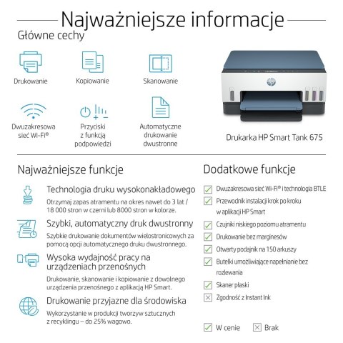 Urządzenie wielofunkcyjne Hp Smart Tank 675 Urządzenie wielofunkcyjne Hp Smart Tank 675