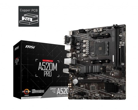 Płyta główna MSI A520M PRO AM4 2DDR4 Płyta główna MSI A520M PRO AM4 2DDR4