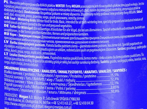 MEGAN Karma zimowa WINTER - mieszanka pełnoporcjowa dla ptaków zimujących - 1 L MEGAN Karma zimowa WINTER - mieszanka pełnoporcjowa dla ptaków zimujących - 1 L