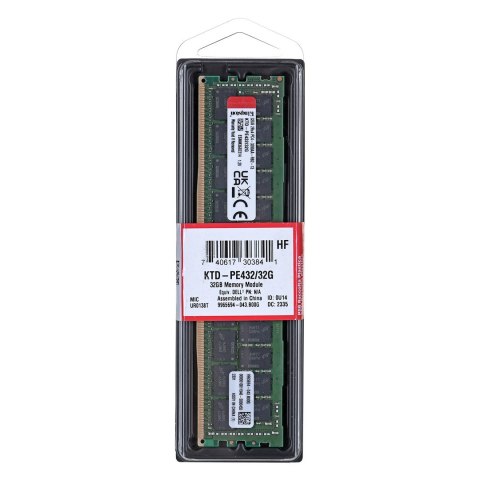 Pamięć Kingston dedykowana do Dell 32GB DDR4-3200Mhz Reg ECC Module Pamięć Kingston dedykowana do Dell 32GB DDR4-3200Mhz Reg ECC Module