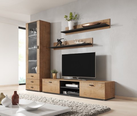 Półka 125cm (2szt) SOHO dąb lefkas + czarny Półka 125cm (2szt) SOHO dąb lefkas + czarny