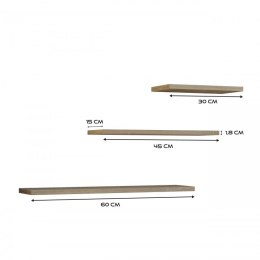 Zestaw 3x półka wisząca TOBI 3P 60x15xH1,8 sonoma