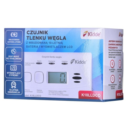 Czujnik tlenku węgla i czadu LCD K10LLDCO Kidde Czujnik tlenku węgla i czadu LCD K10LLDCO Kidde