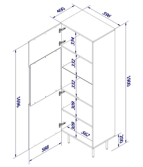 Witryna PALAZZO 60x42x190 czarny + dąb craft Witryna PALAZZO 60x42x190 czarny + dąb craft