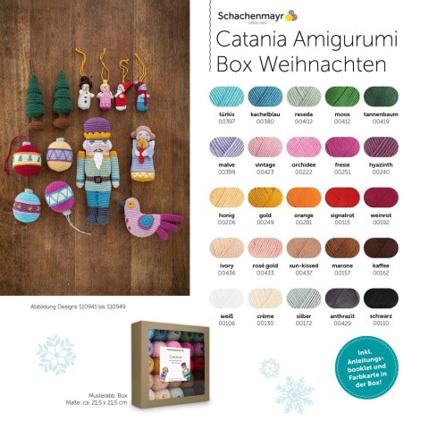 Zestaw do szydełkowania (25 kolorów) Catania Amigurumi Box Christmas DE/EN Zestaw do szydełkowania (25 kolorów) Catania Amigurumi Box Christmas DE/EN